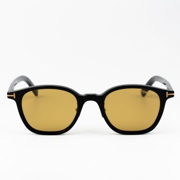 NEW Tom Ford FT0978-D/S Eco 01E Shiny Black Light Brown Square Unisex Sunglasses - Picture 4 of 12